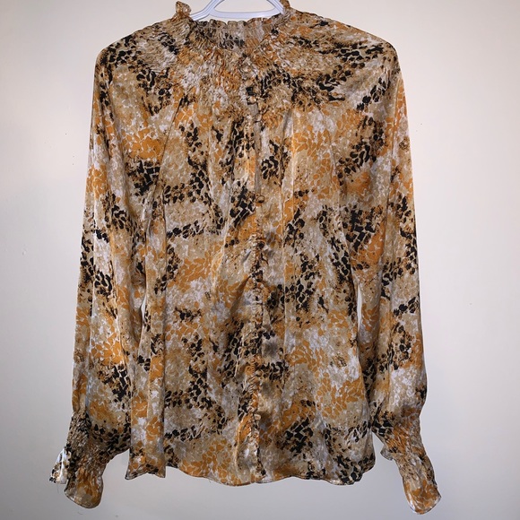 Essentials | Black & Orange Print Blouse - Picture 1 of 7